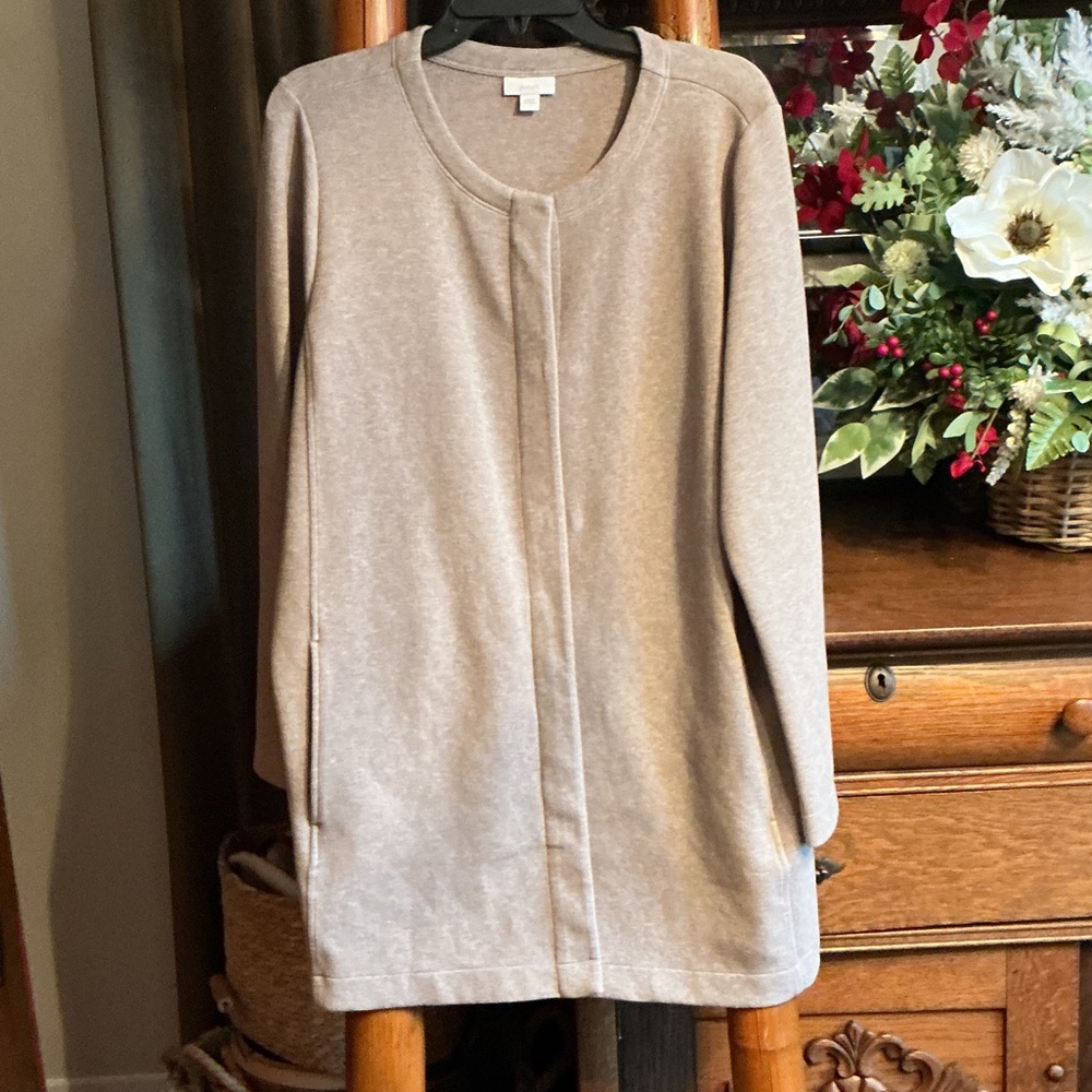 J Jill Beachy Tan Long Sleeve Snap “Button Down” Cardigan L